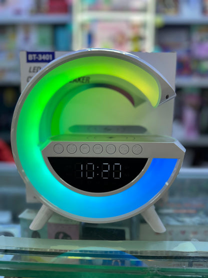 Lampara G Parlante | Cargador Inalambrico RGB Reloj Bluetooth