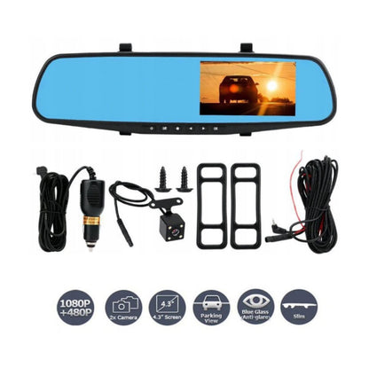 Espejo Retrovisor Carro  Doble Camara Full Hd