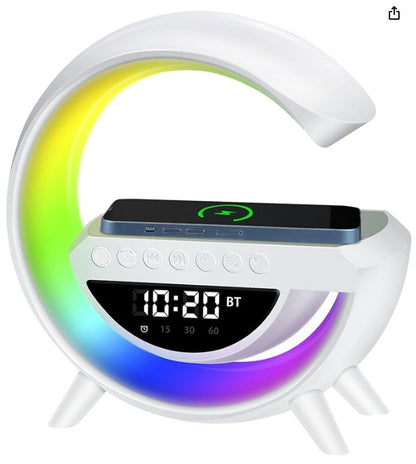 Lampara G Parlante | Cargador Inalambrico RGB Reloj Bluetooth