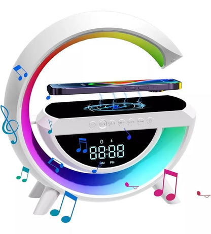 Lampara G Parlante | Cargador Inalambrico RGB Reloj Bluetooth