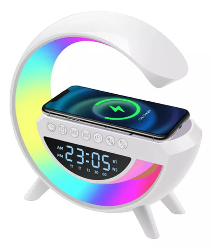 Lampara G Parlante | Cargador Inalambrico RGB Reloj Bluetooth