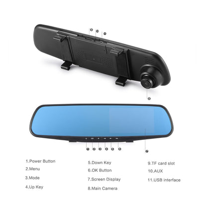 Espejo Retrovisor Carro  Doble Camara Full Hd